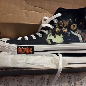 Converse High-Top Sneakers - Black with AC/DC Graphic CHUCK taylor HWY TO HELL